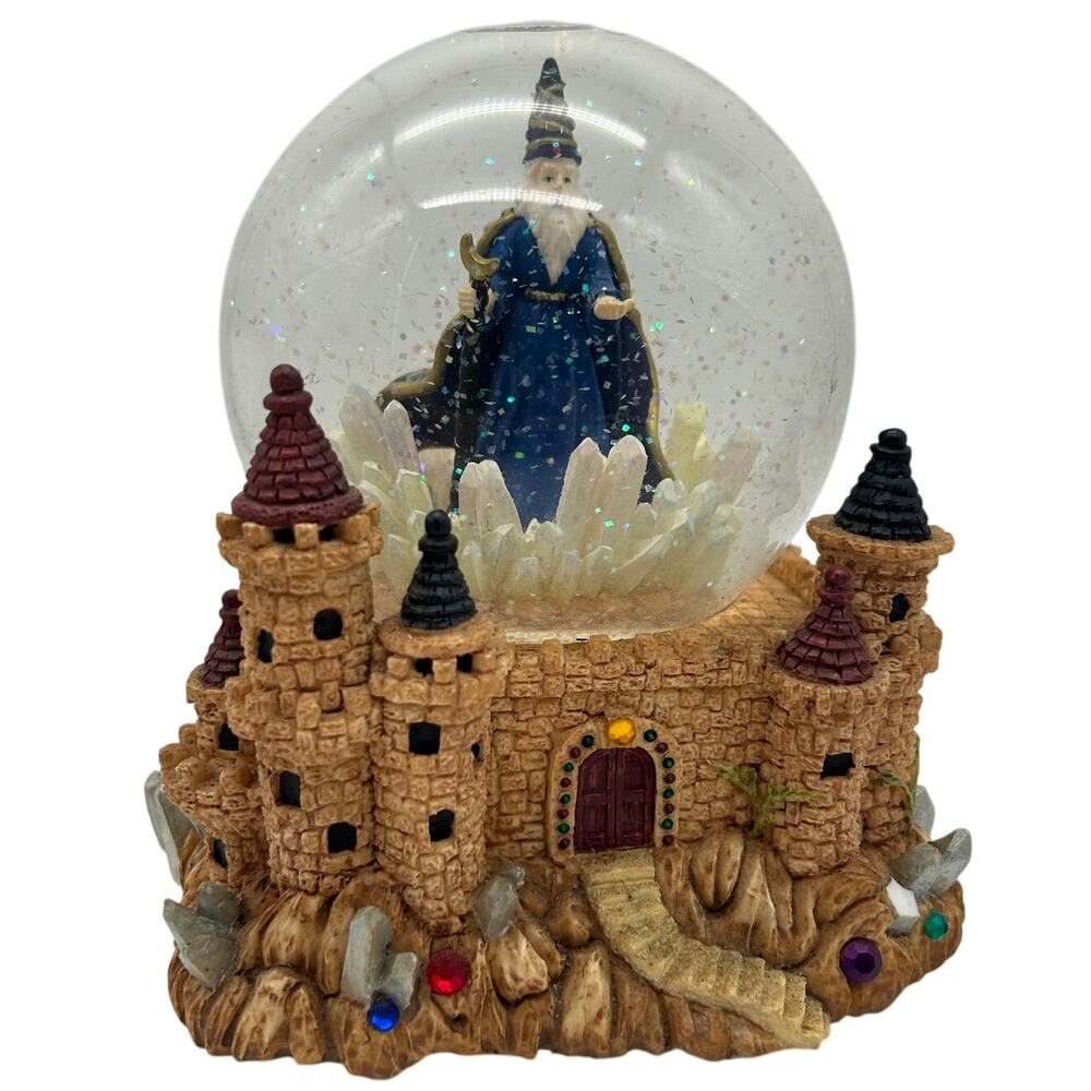 SF Music Box Co Merlin Wizard Castle Musical Snow Globe Plays Camelot Vintage